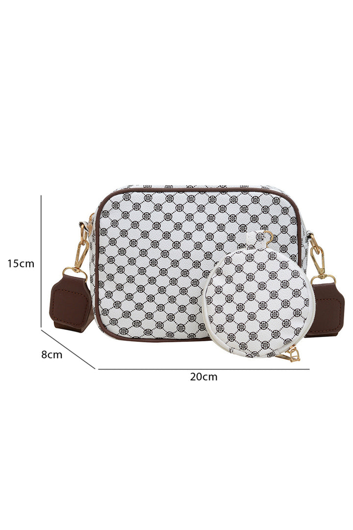 Checkered Print PU Leather Shoulder Bag with Coin Wallet
