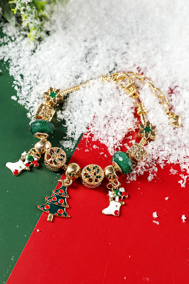 Verstellbares Armband mit plattierten Perlen und Weihnachtsanhänger