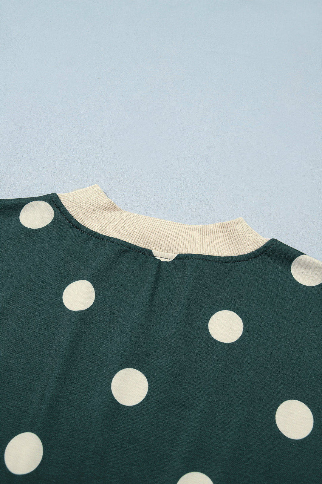 Green Polka Dot Print Trim Baggy Pullover Drawstring Skirt 2pcs Set