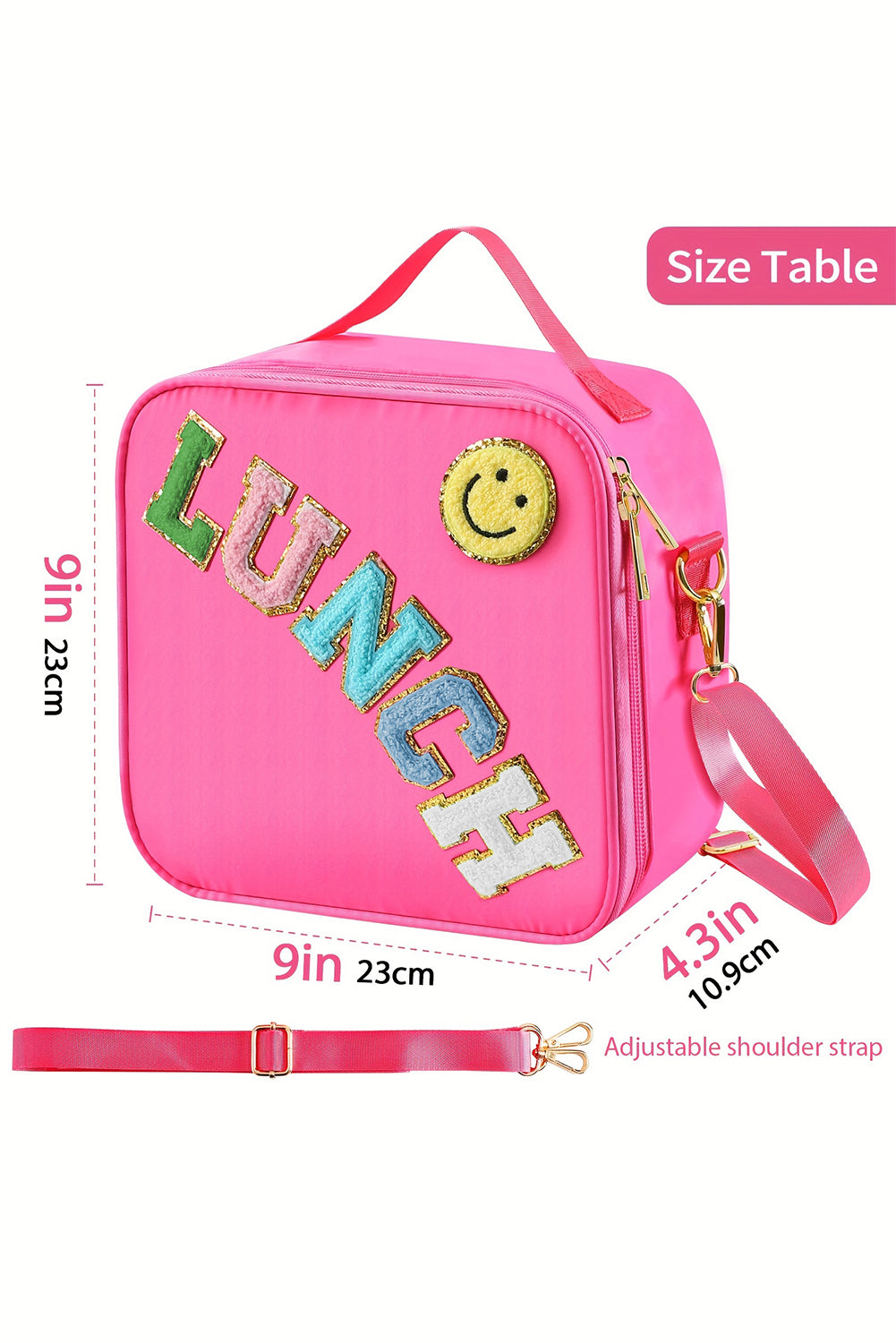 Glitter Chenille Zipper Detachable Strap Insulated Bag