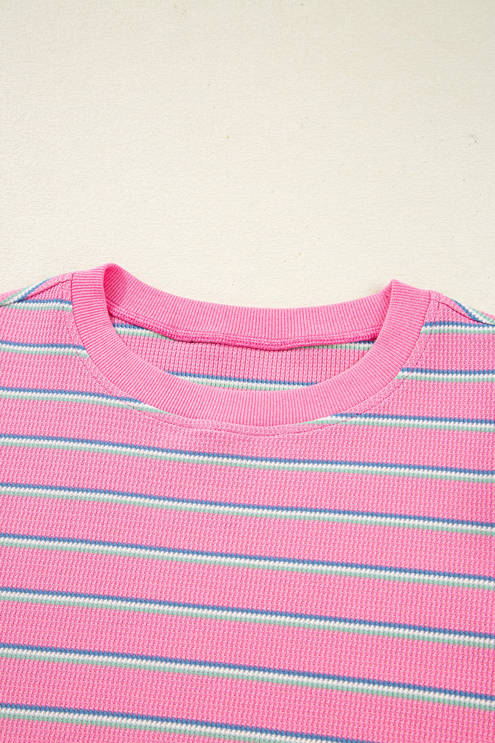 Textured Knit Round Neck Long Sleeve Top