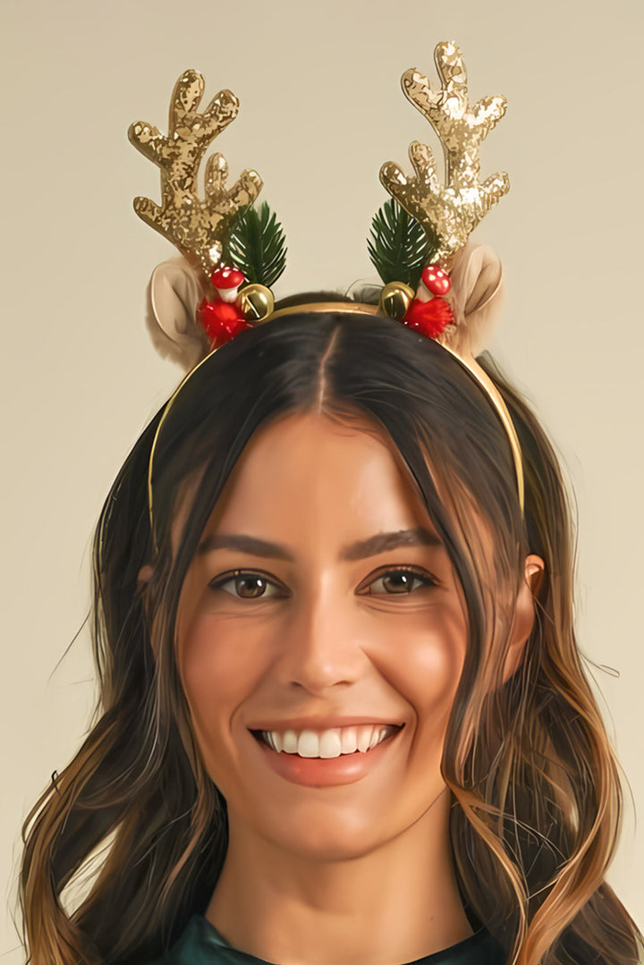 Christmas Reindeer Sequined Bell Headband