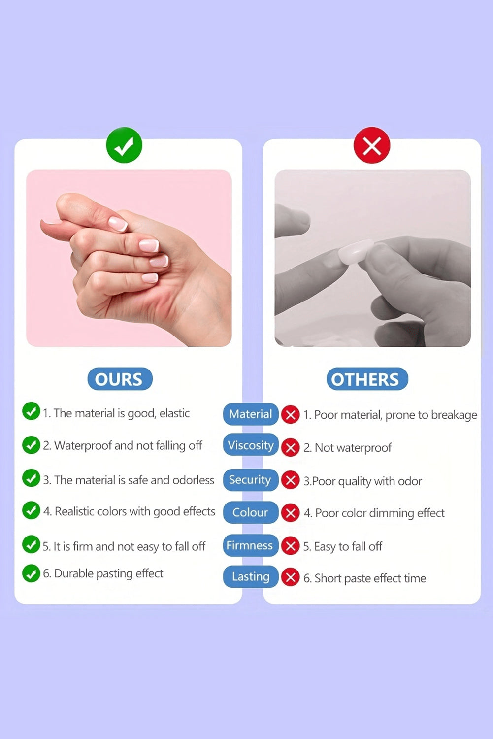 American Flag Shiny Square False Nails