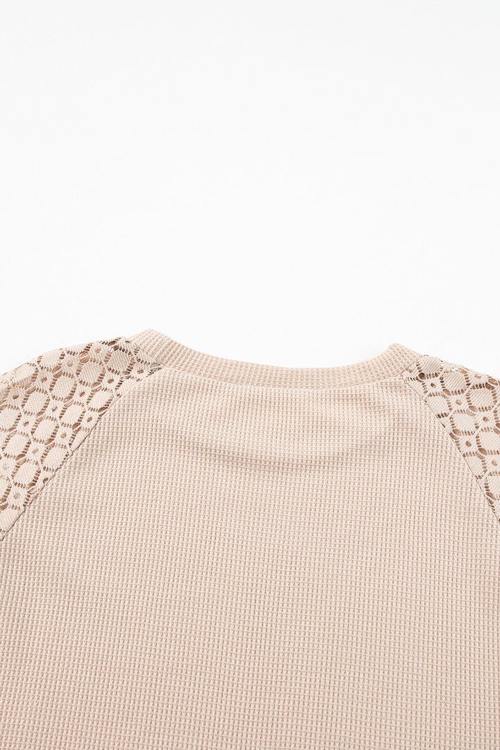 Lace Long Sleeve Textured Pullover