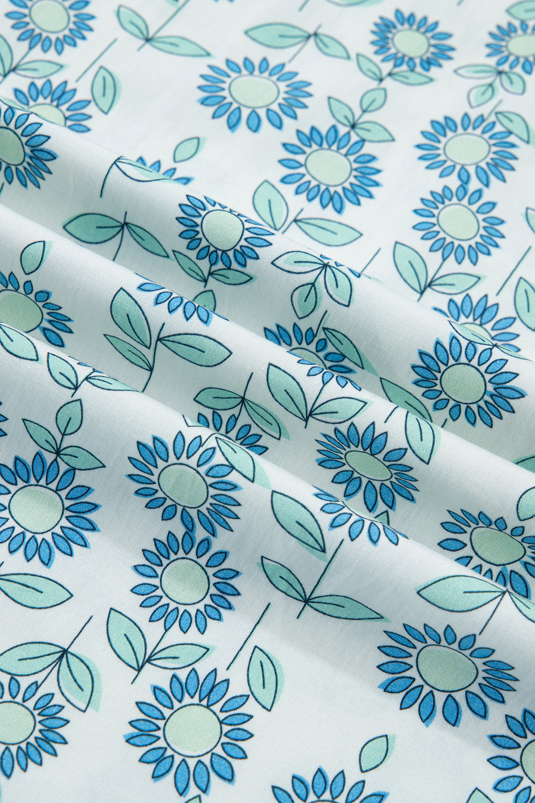 Sky Blue Floral Print Contrast Trim Flutter Sleeve Mini Dress