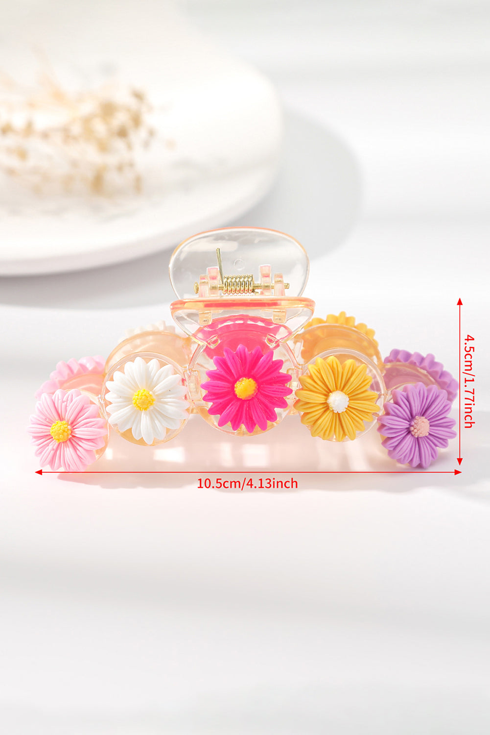 Grande pince à cheveux à décor de fleurs vibrantes