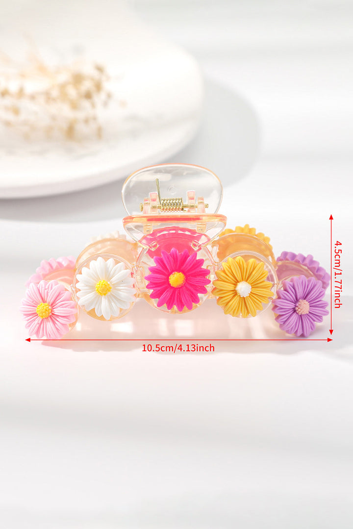 Grande pince à cheveux à décor de fleurs vibrantes