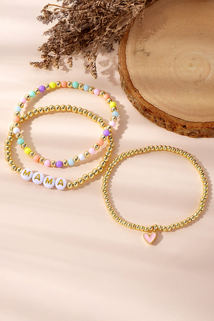 Bracelet extensible multicouche en perles MAMA Heart
