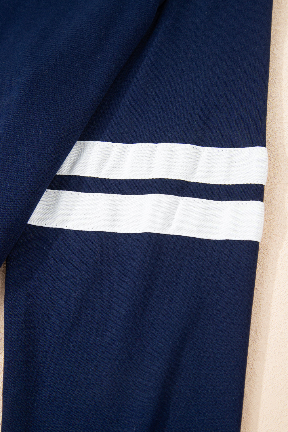 Navy Blue Varsity Stripe Detail Pullover Mini Skort Set