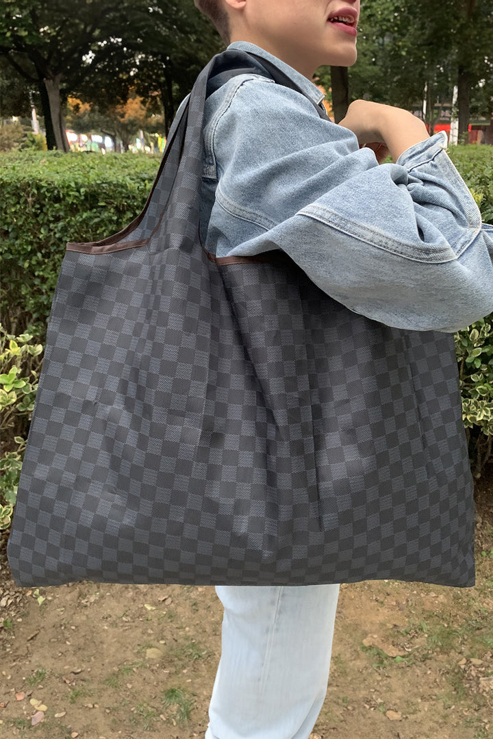 Trendy Checkered Pattern Large Portable Tote Bag