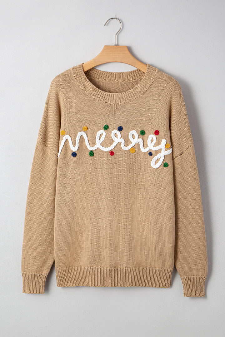 Merry Colorful Dot Detail Christmas Dolman Sweater