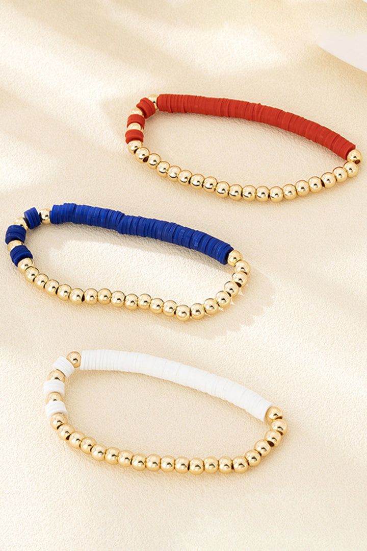 Bracelets triple couche de perles sur le thème du drapeau américain