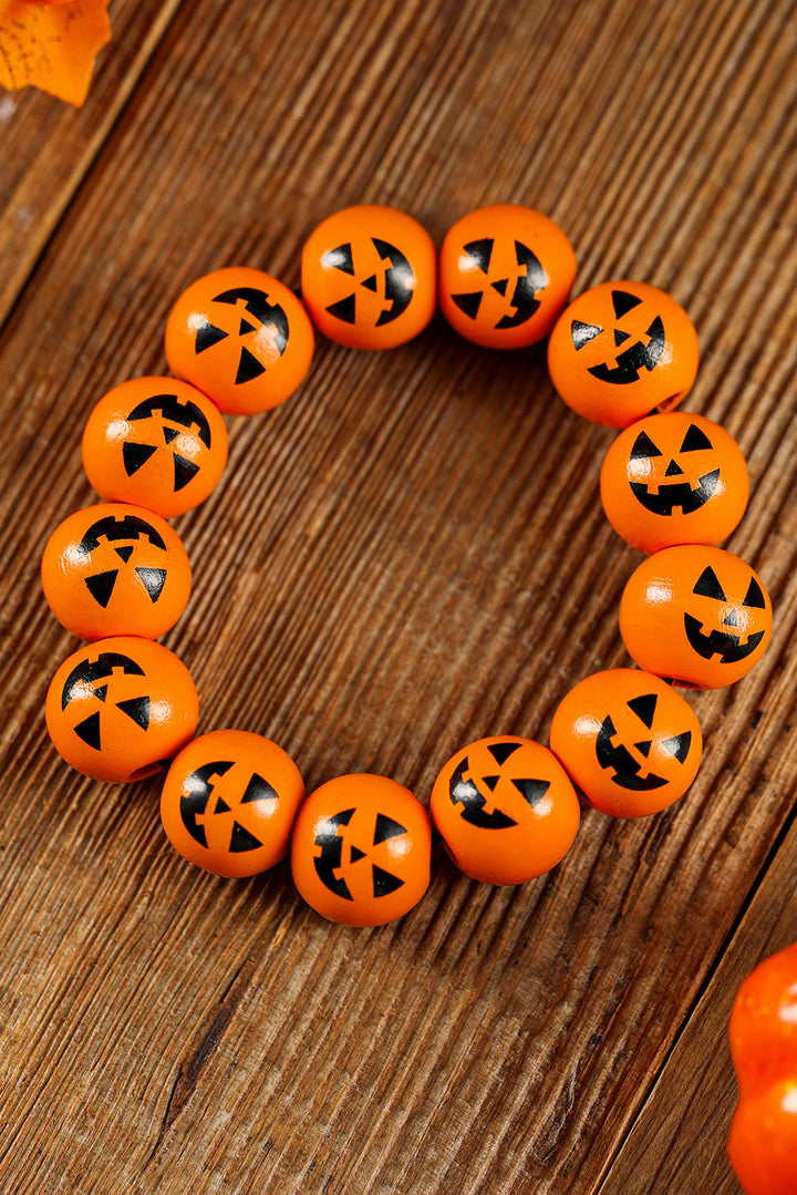 Bracelet de perles en forme de visage de citrouille d'Halloween
