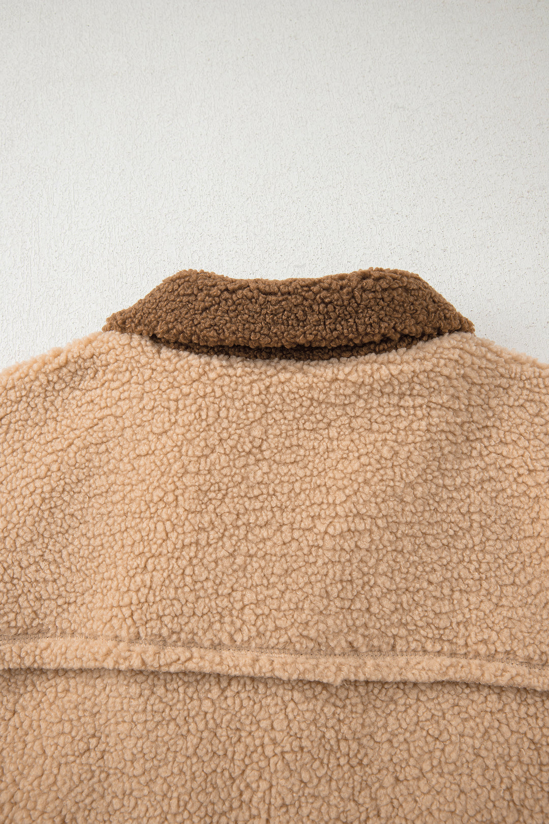 2-tone Color Block Patchwork Half Button Sherpa Sweatshirt