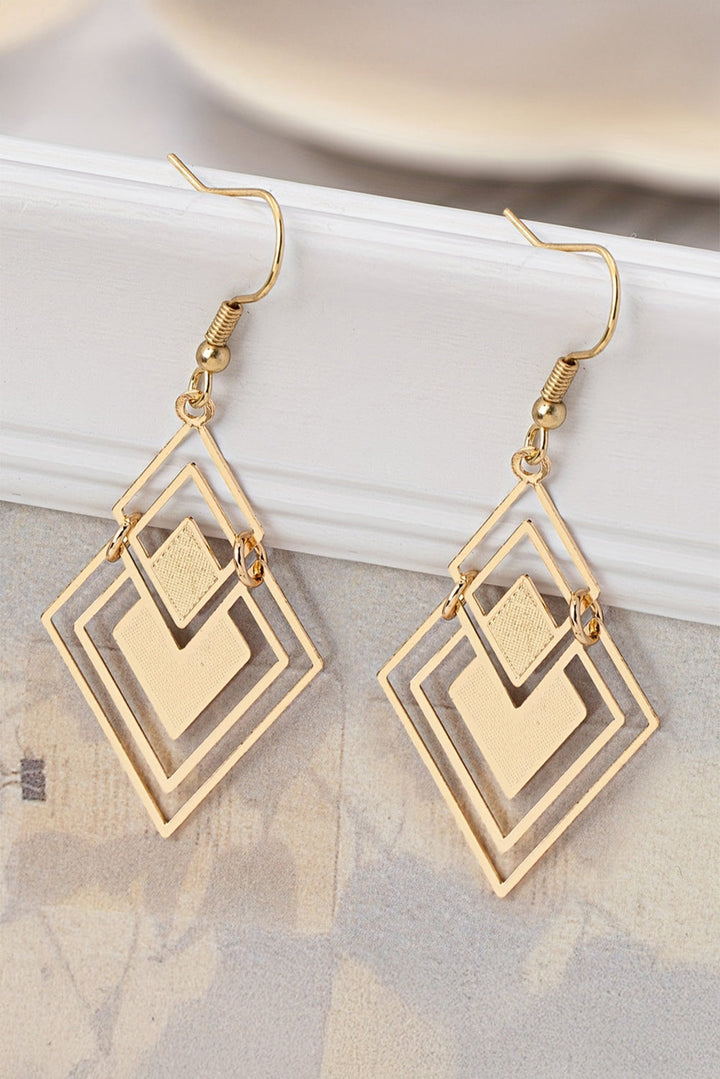 Vintage Geometric Plated Alloy Dangle Earrings