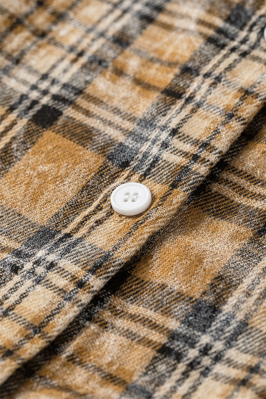 Brown Retro Plaid Long Sleeve Button Down Shirt