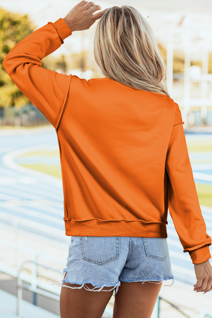 Carrot Oversize Drop Shoulder Reversible Mock Neck Sweatshirt