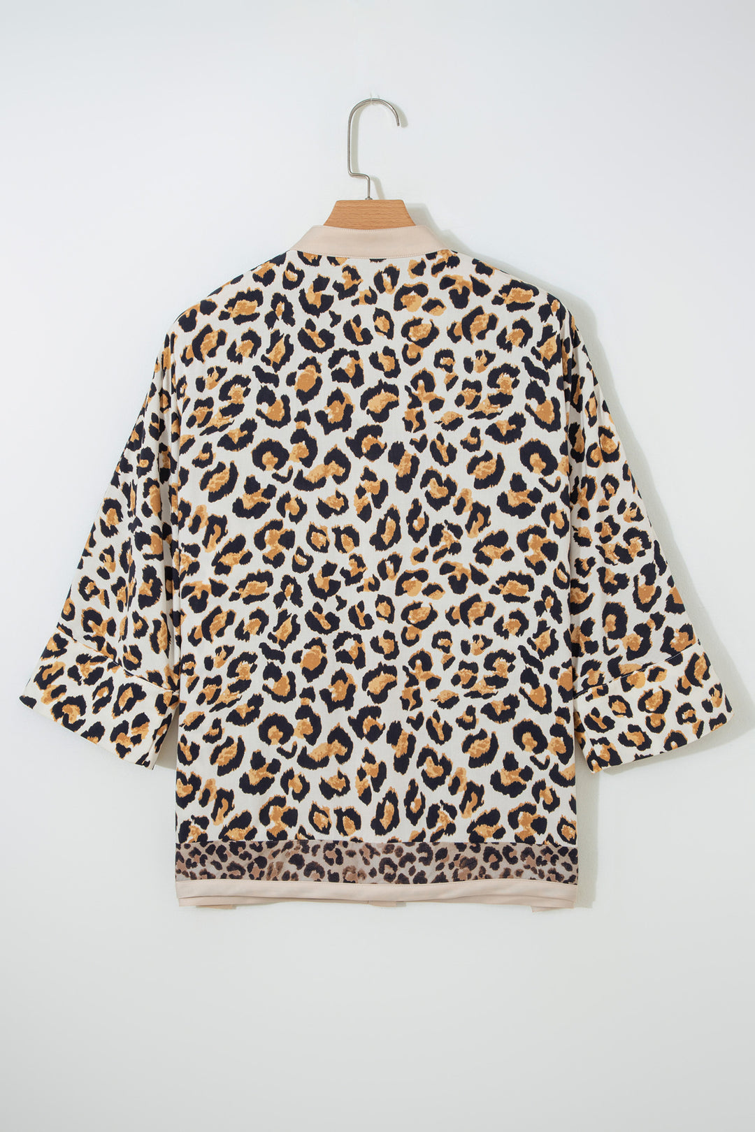 Mixed Leopard Patchwork 3/4 Sleeve Loose Shirt
