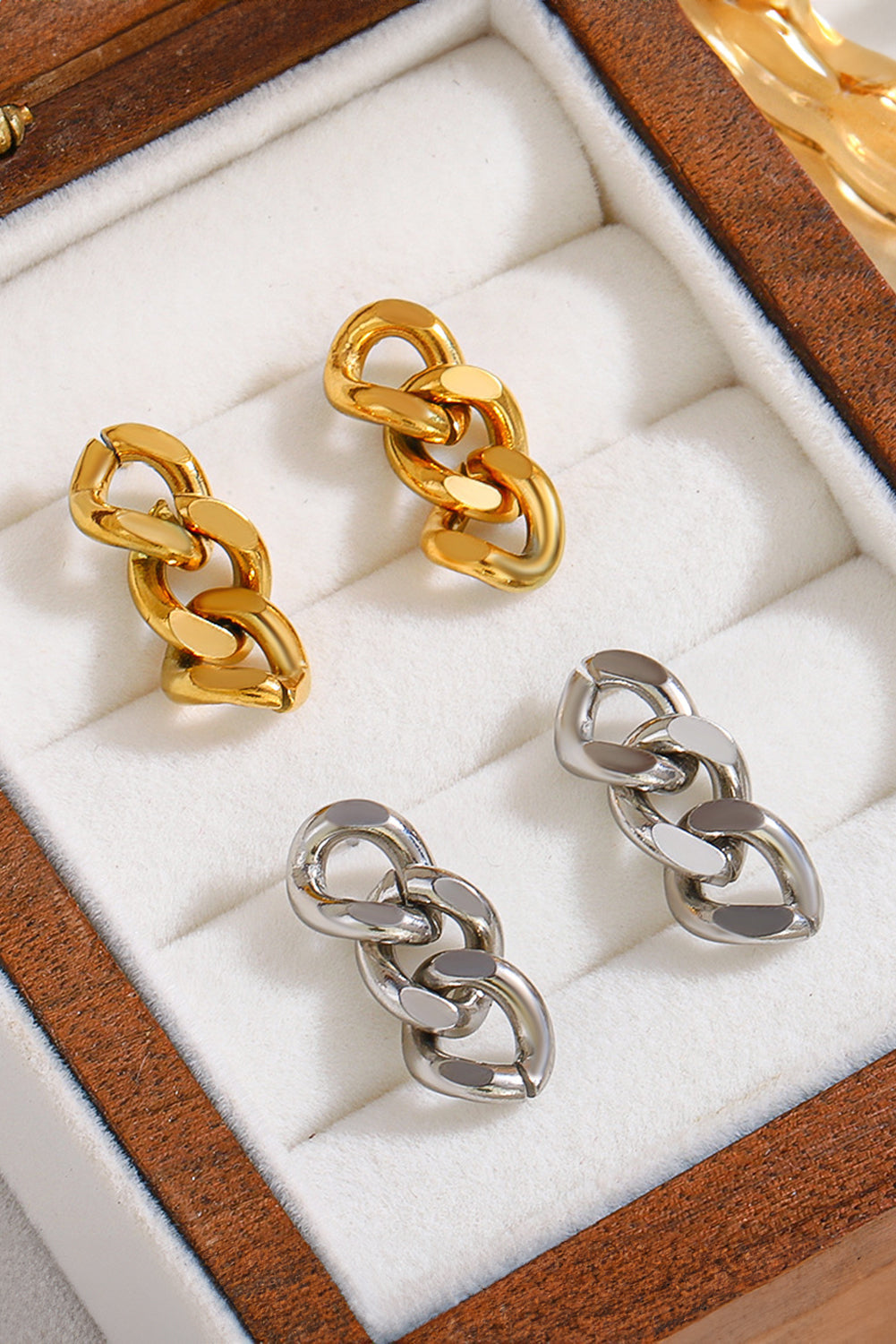 Chain Link Plate Alloy Drop Earrings