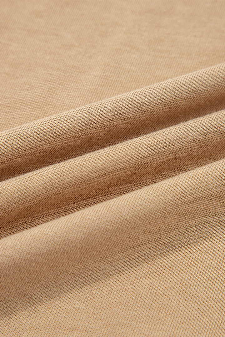 Light French Beige Varsity Striped Detail Drop Shoulder Oversized Sweatshirt