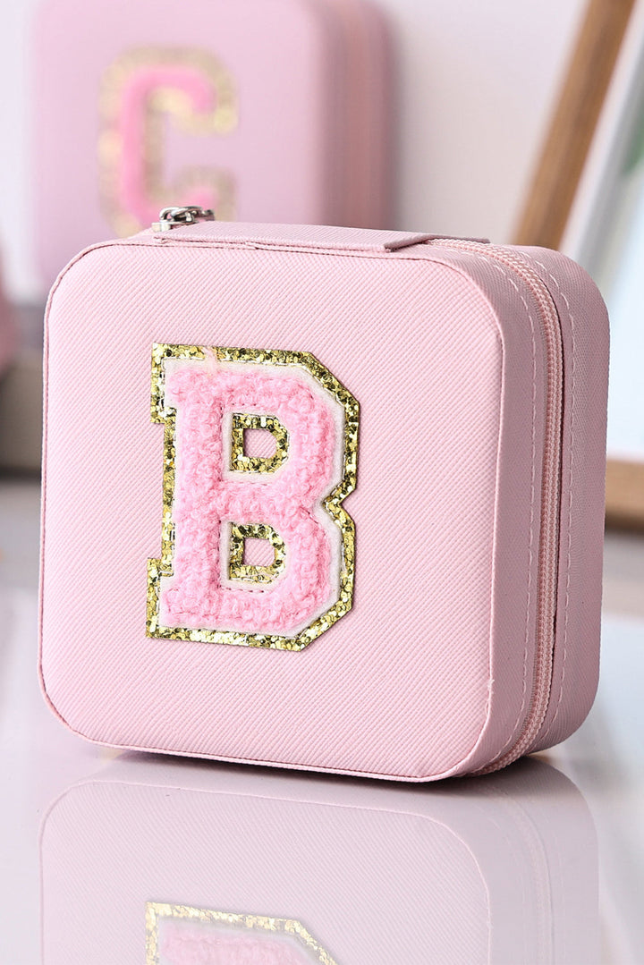 Chenille B Graphic Portable Jewelry Case with Mirror
