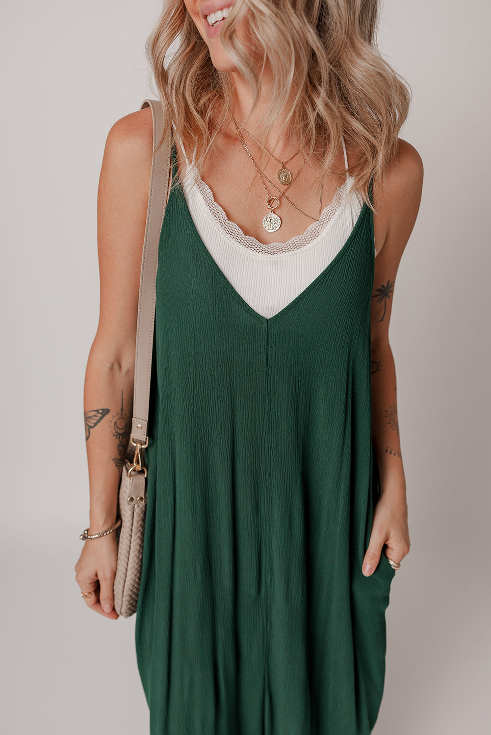 Spaghetti Straps Pocketed Slouchy Maxi Dress