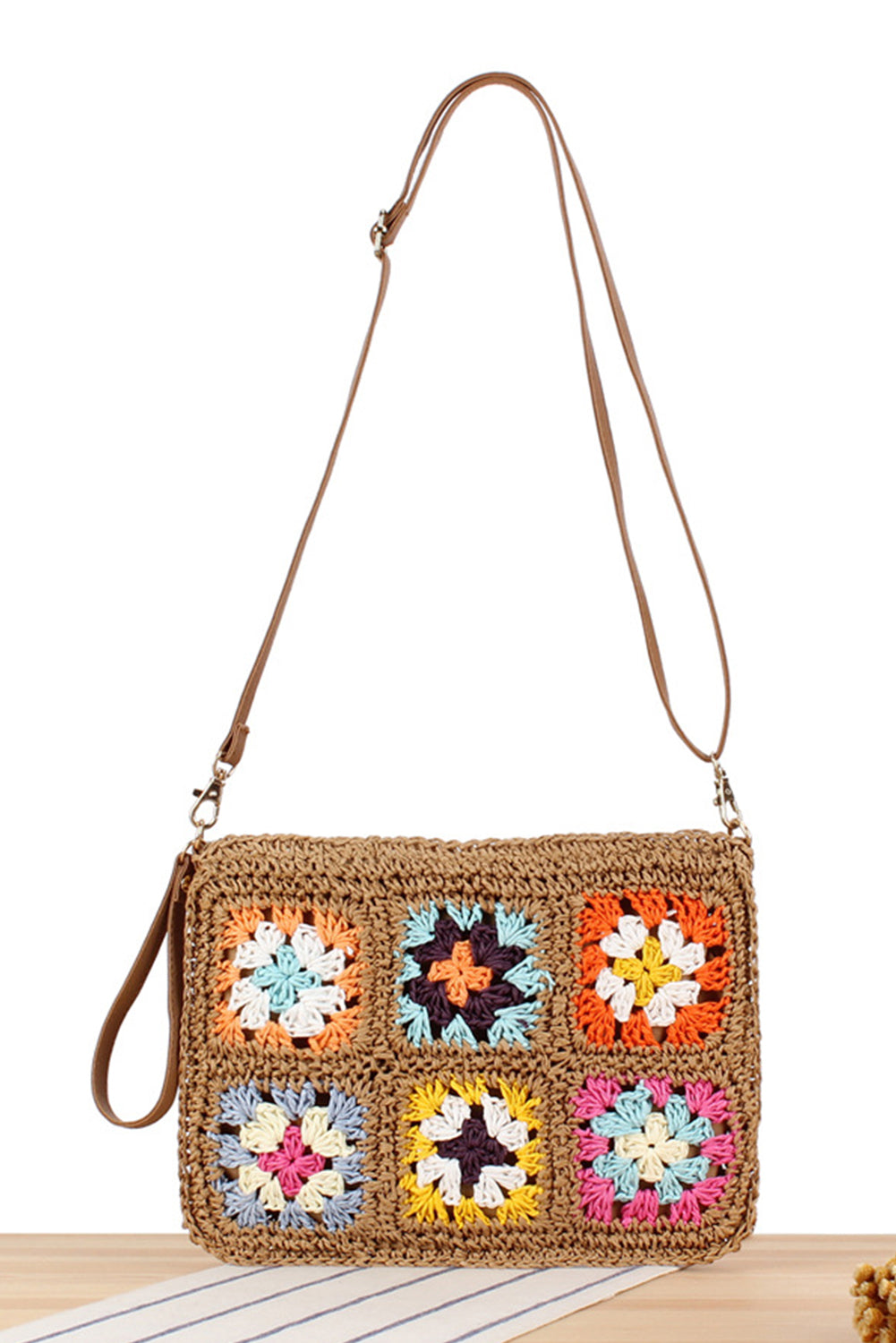 Flower Straw Woven Single Shoulder Bag