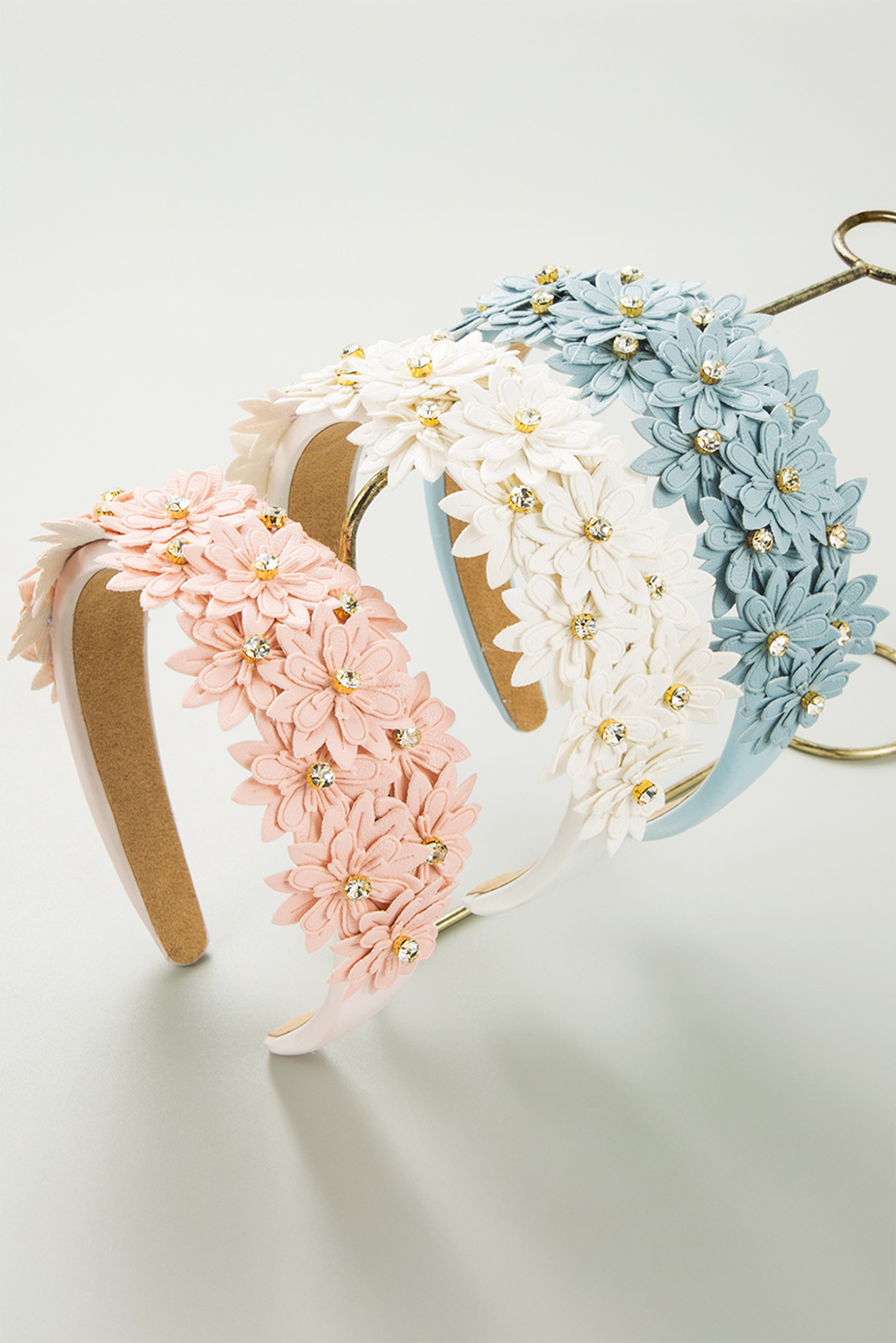 Multi Layer Flower Rhinestone Wide Headband