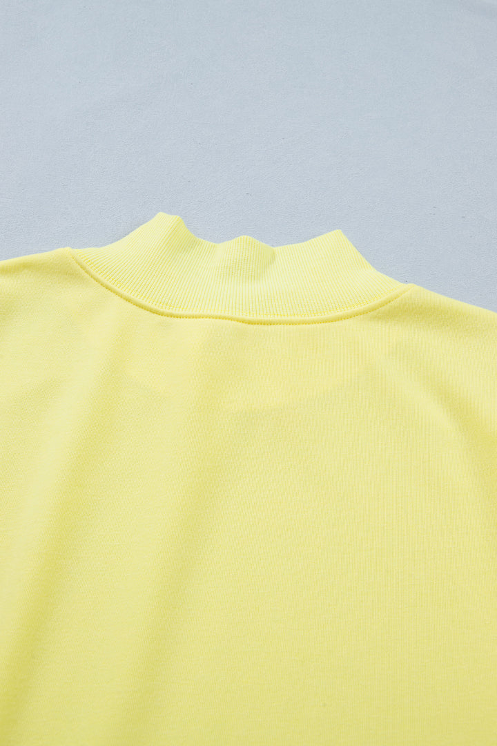 Yellow Solid Color High Neck Cap Sleeve Loose Top
