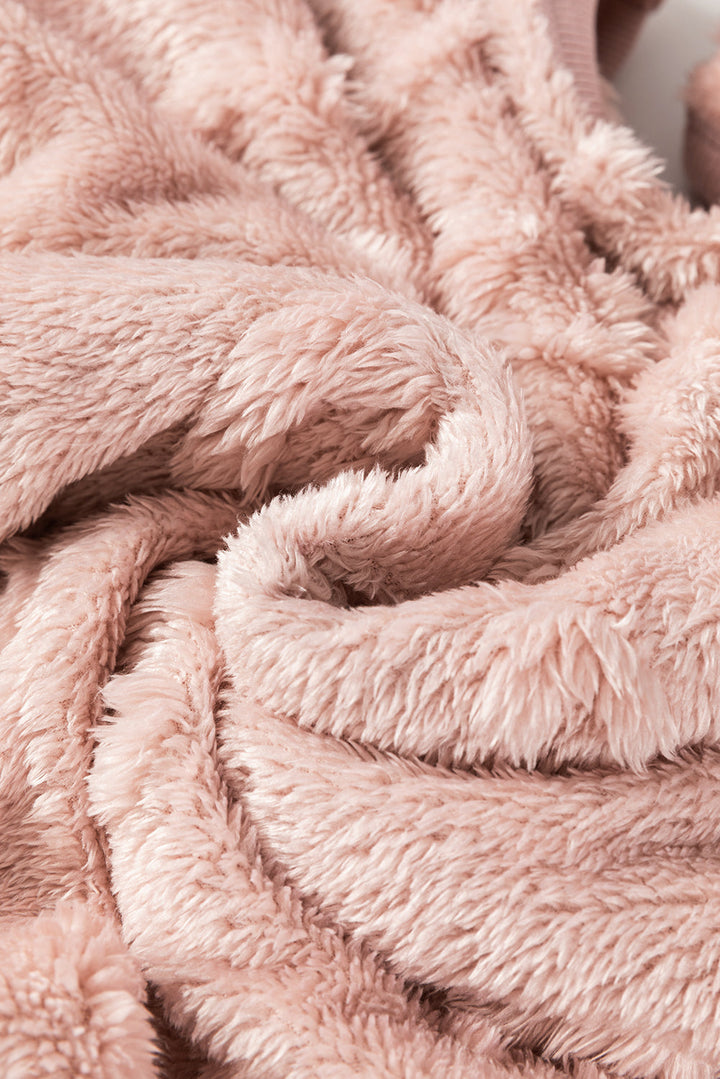 textured leopard fleece loose two piece lounge set 1