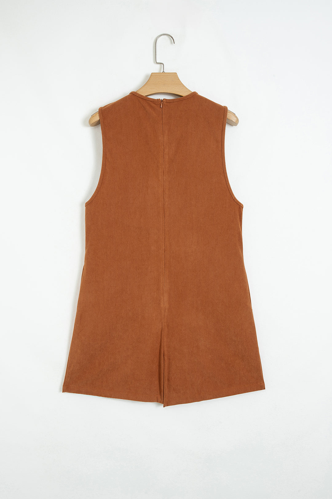 Cinnamon Tie V Neck Sleeveless Corduroy Romper