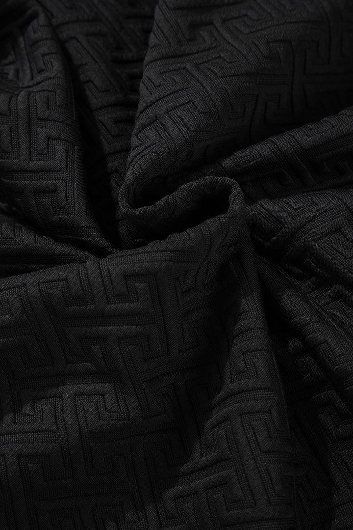 Black Solid Textured Half Zipper Collared Sweatshirt