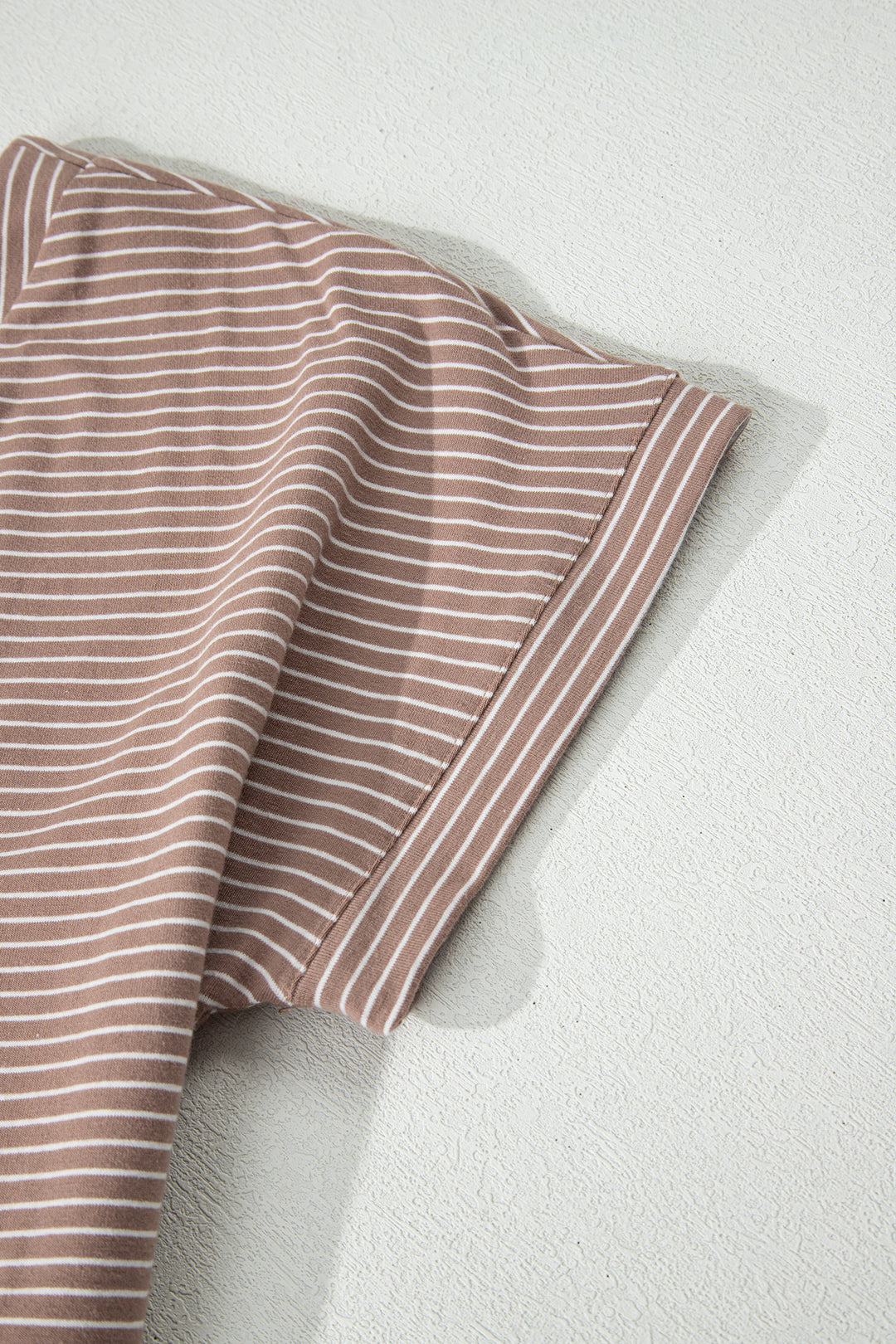 Buttoned V Neck High Low Side Slit T Shirt