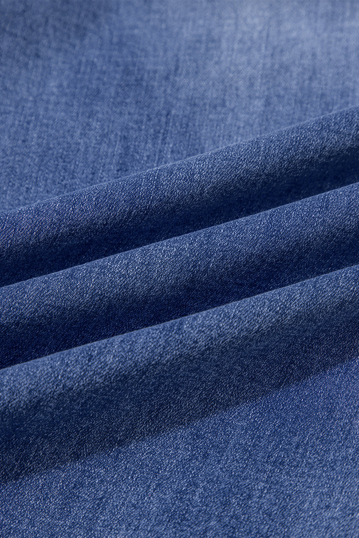 Beau Blue Tailored Center Seam Detail Straight Loose High Rise Jeans