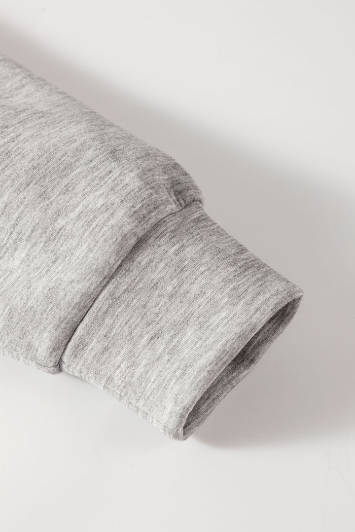Light Grey Solid Zip Sailor Collar Pullover Athleisure Sweatpants 2pcs Set
