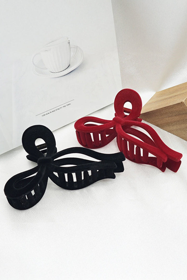 Velvet-Flocked Bow Shape Claw Clip