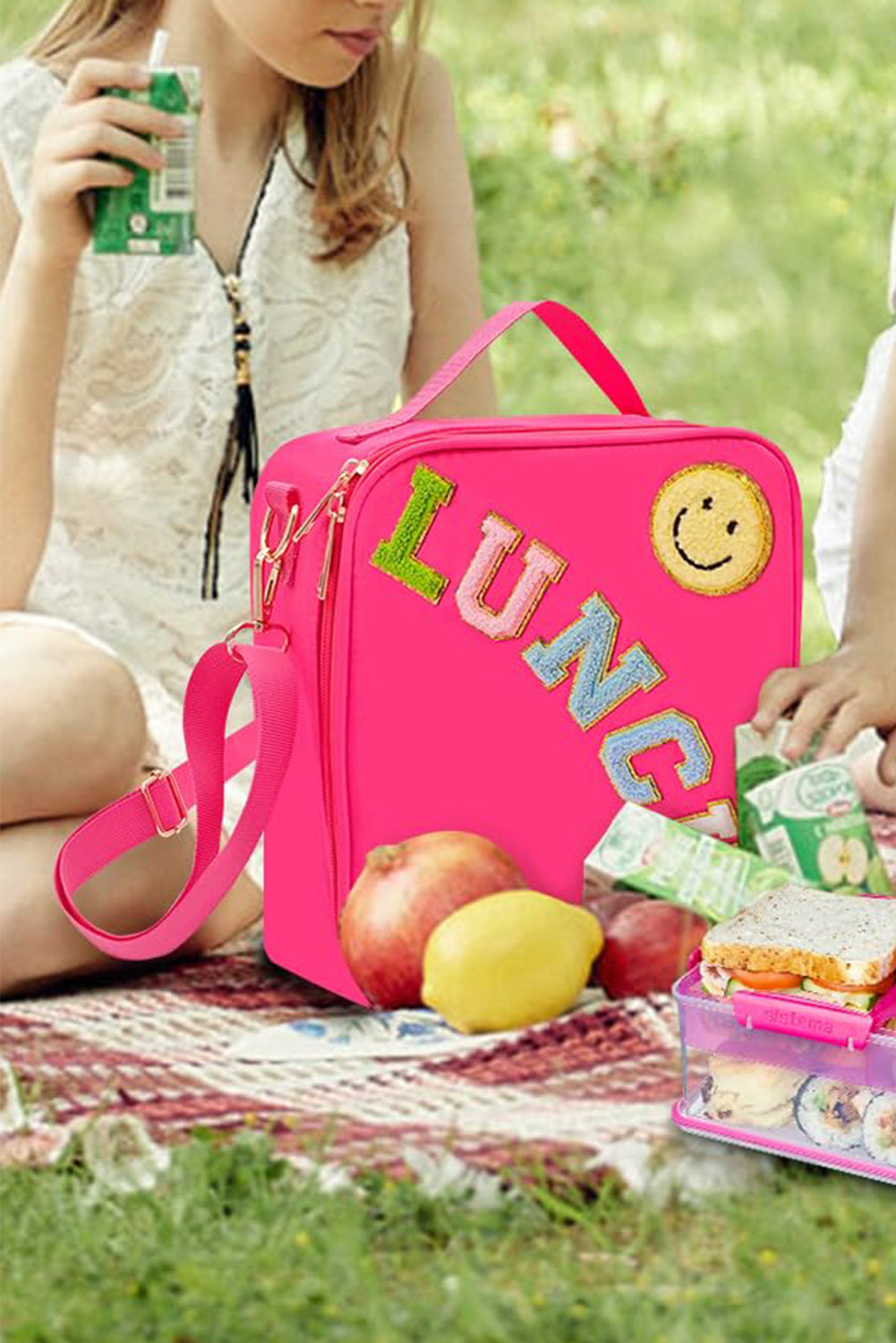 Glitter Chenille Zipper Detachable Strap Insulated Bag