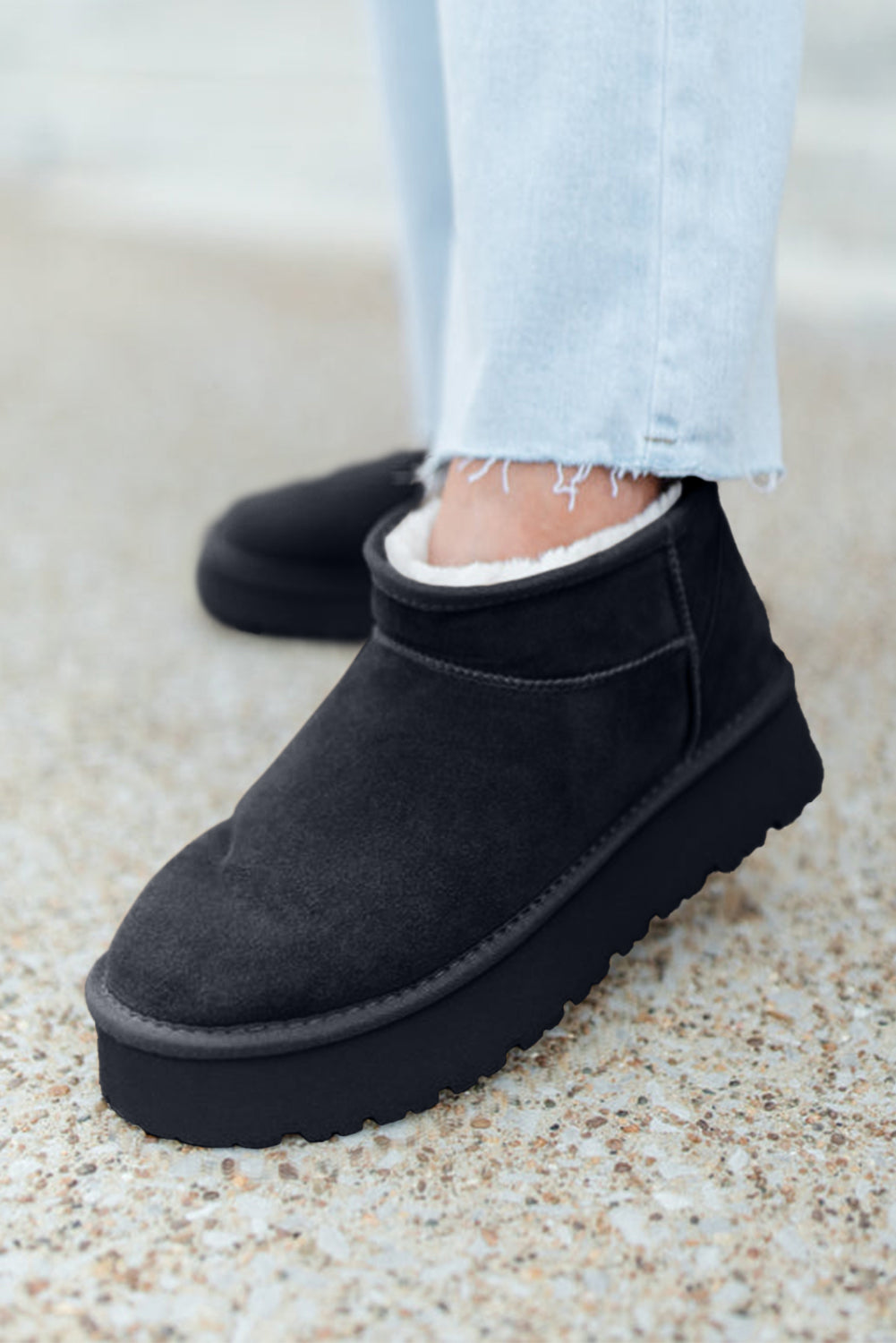 Faux Fur Lined Suede Ankle Snow Boots
