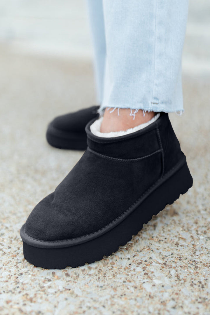 Faux Fur Lined Suede Ankle Snow Boots