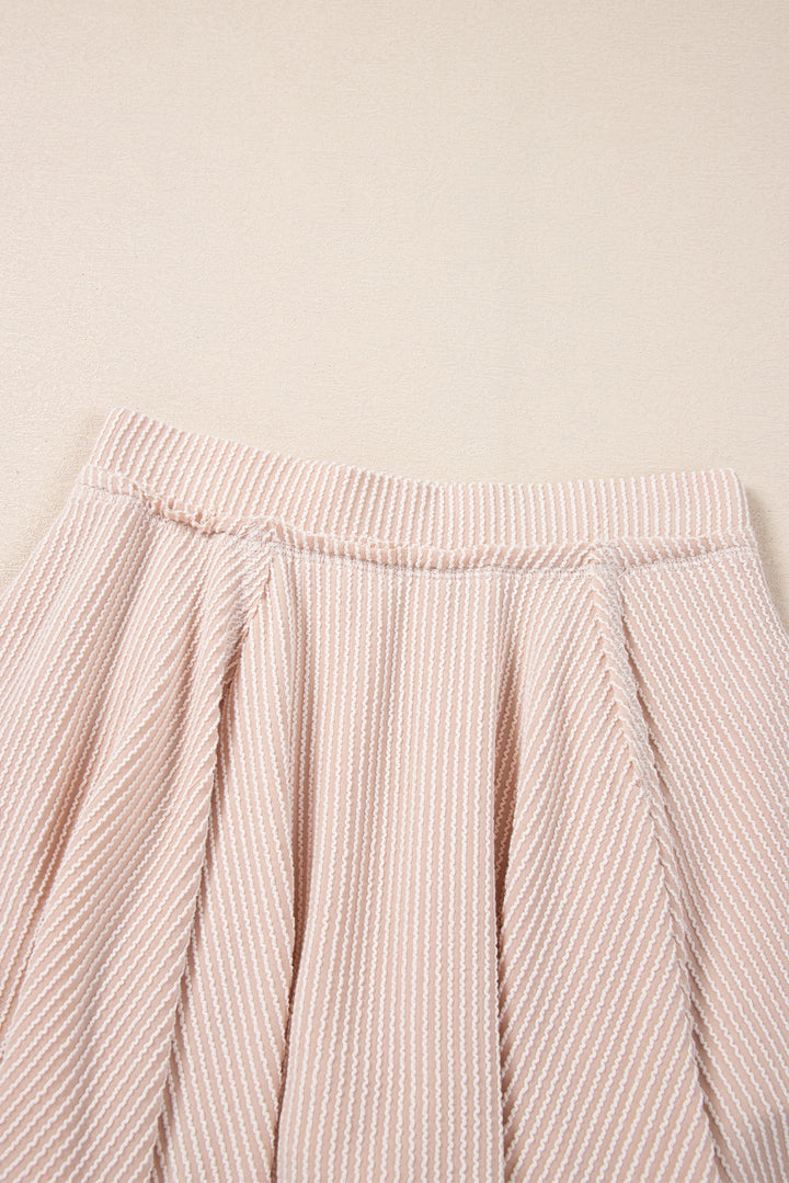 Jet Stream Corded Lantern Sleeve Top High Waist Ruffled Mini Skort Set