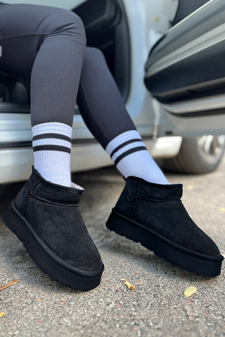 Faux Fur Lined Suede Ankle Snow Boots