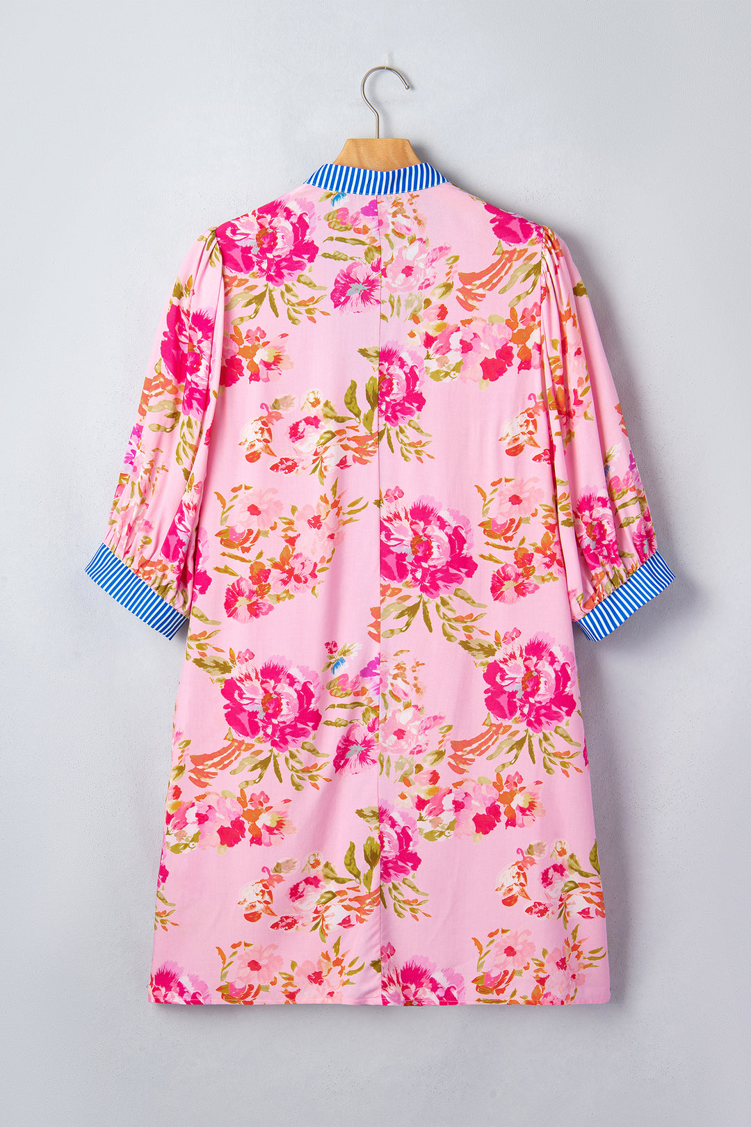 Multicolour Floral Striped Half Sleeve Mini Dress