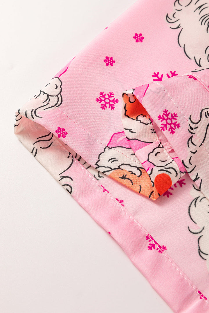 santa claus snowflake long sleeve shirt christmas pajama set