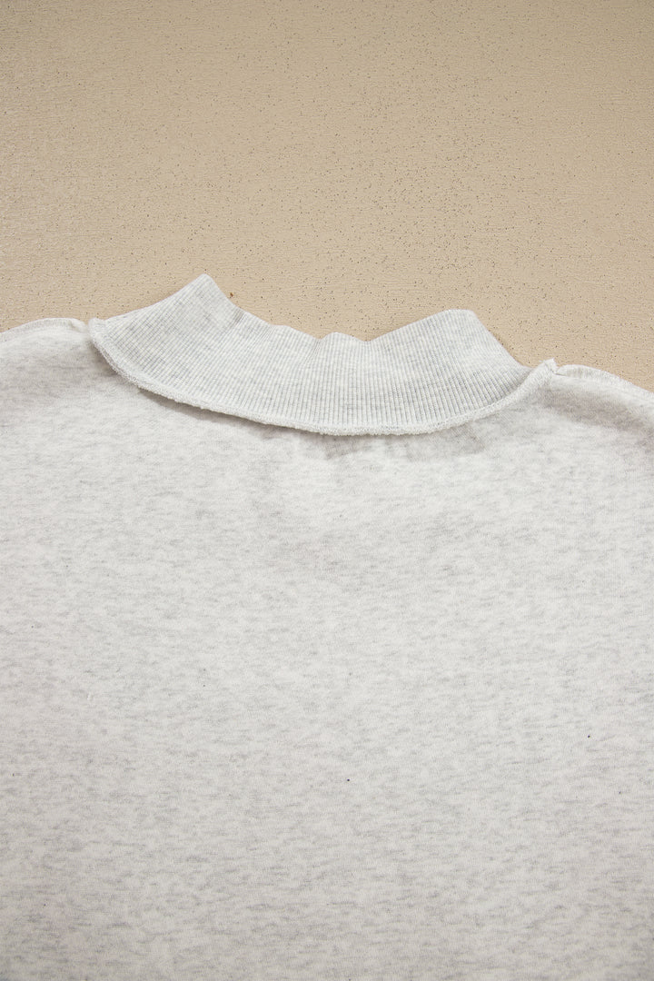 Gray Saved By Grace Embroidered Detail Letter Graphic High Neck Sweatshirt