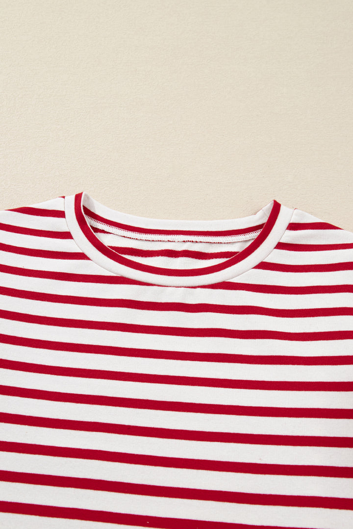 Round Neck Ruffle Trim Long Sleeve Top