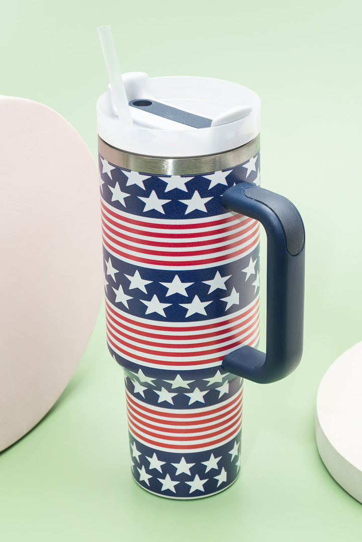 Tasse isotherme avec poignée et imprimé étoiles et rayures 40 oz