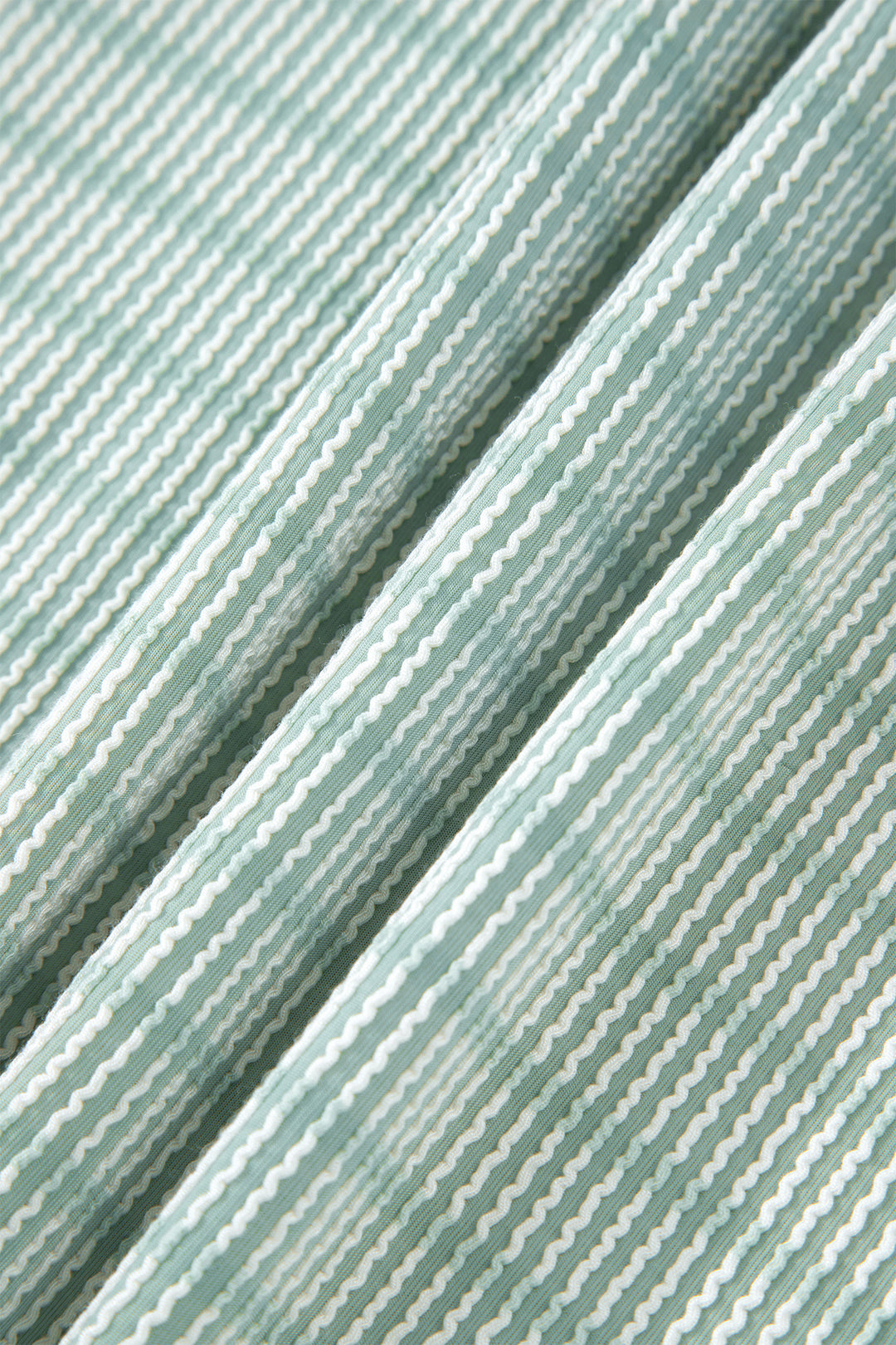 Green Stripe Raised Rib Loose Tee Drawstring Elastic Waist 2pcs Short Set