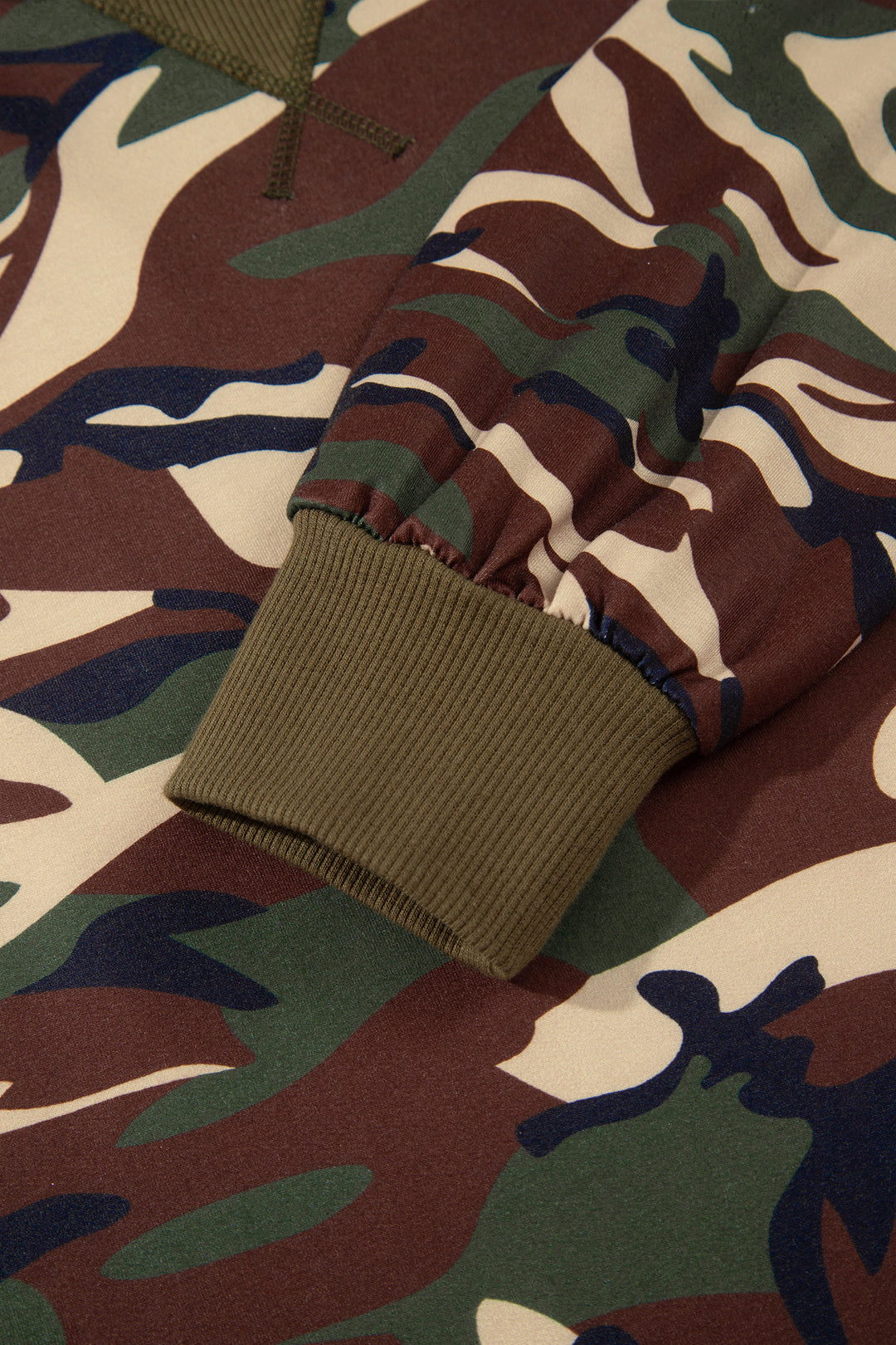 Multicolour Camouflage Print Round Neck Baggy Pullover Sweatshirt