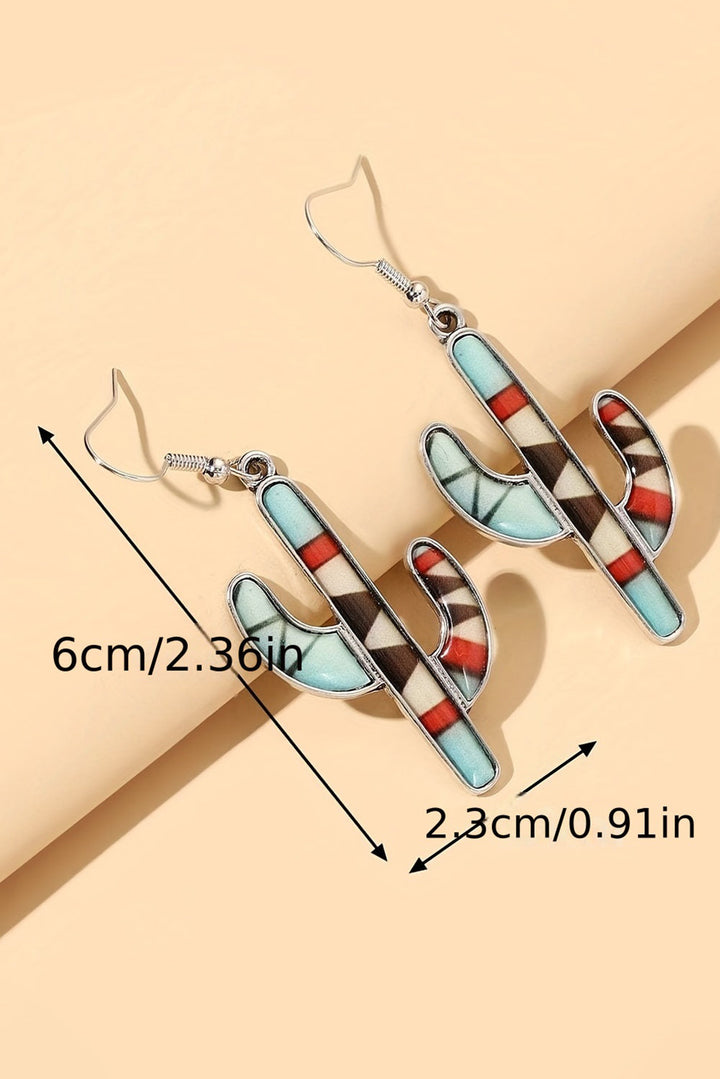 Boucles d'oreilles pendantes en alliage de cactus occidental