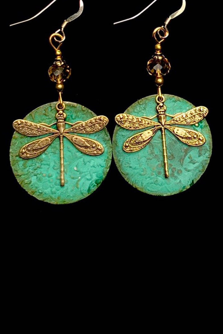 Retro Dragonfly Hook Drop Earrings